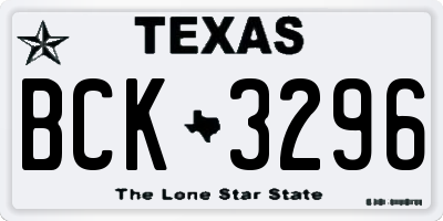 TX license plate BCK3296