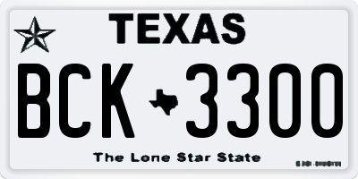 TX license plate BCK3300