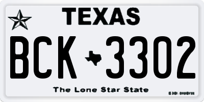 TX license plate BCK3302