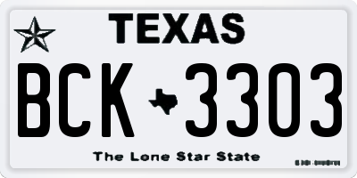 TX license plate BCK3303