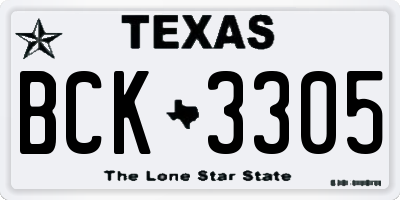 TX license plate BCK3305