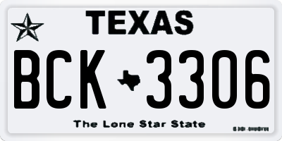 TX license plate BCK3306