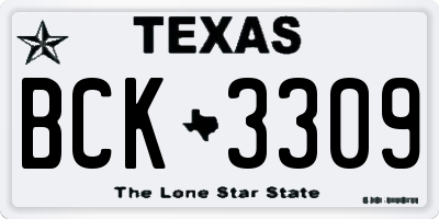 TX license plate BCK3309