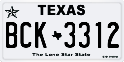 TX license plate BCK3312
