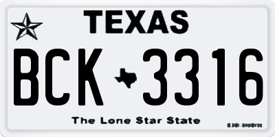 TX license plate BCK3316