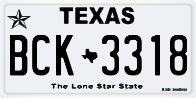 TX license plate BCK3318