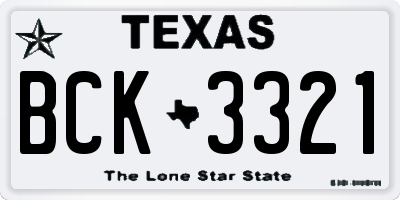 TX license plate BCK3321