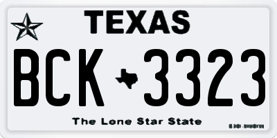 TX license plate BCK3323