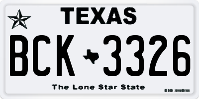 TX license plate BCK3326
