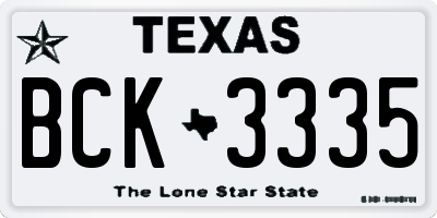 TX license plate BCK3335
