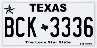 TX license plate BCK3336
