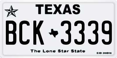 TX license plate BCK3339