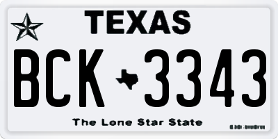 TX license plate BCK3343
