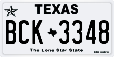 TX license plate BCK3348