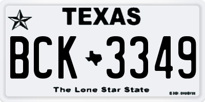 TX license plate BCK3349