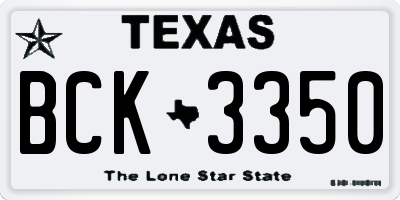 TX license plate BCK3350