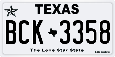 TX license plate BCK3358
