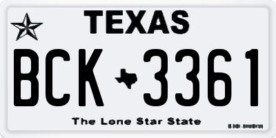 TX license plate BCK3361