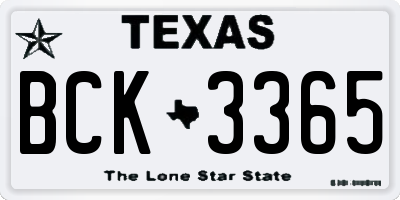 TX license plate BCK3365