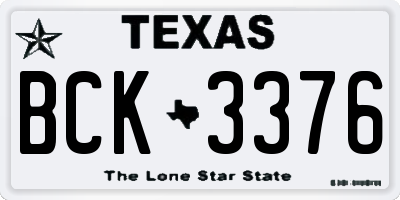 TX license plate BCK3376