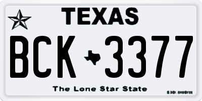 TX license plate BCK3377