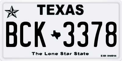 TX license plate BCK3378