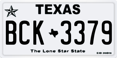 TX license plate BCK3379