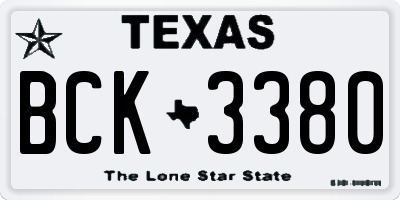 TX license plate BCK3380