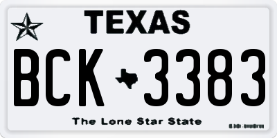 TX license plate BCK3383
