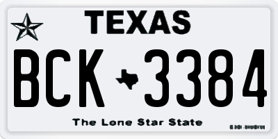 TX license plate BCK3384