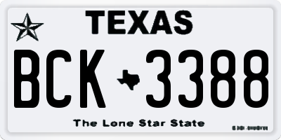TX license plate BCK3388