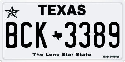 TX license plate BCK3389