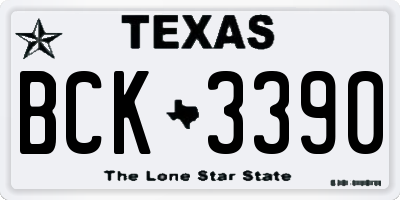 TX license plate BCK3390