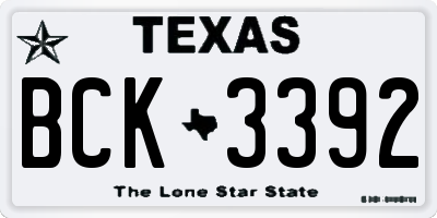 TX license plate BCK3392