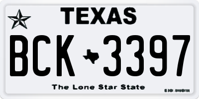 TX license plate BCK3397