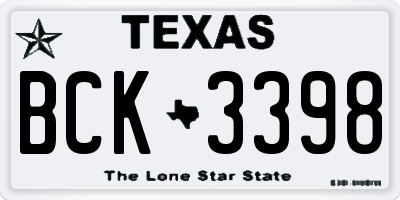 TX license plate BCK3398