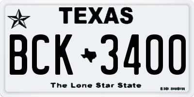 TX license plate BCK3400