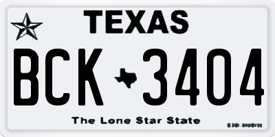 TX license plate BCK3404