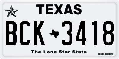 TX license plate BCK3418