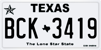 TX license plate BCK3419