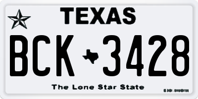 TX license plate BCK3428