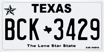 TX license plate BCK3429