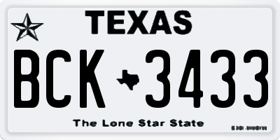 TX license plate BCK3433