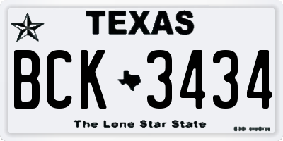 TX license plate BCK3434
