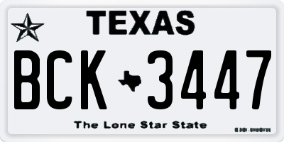 TX license plate BCK3447