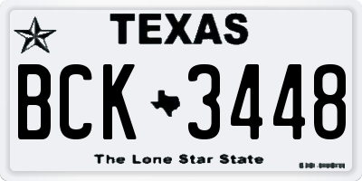 TX license plate BCK3448