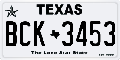 TX license plate BCK3453