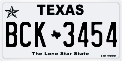 TX license plate BCK3454