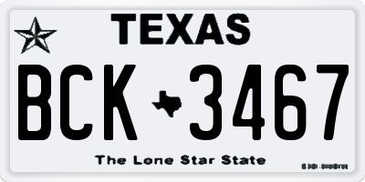 TX license plate BCK3467