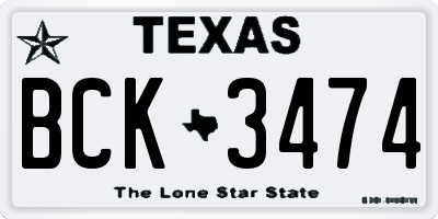TX license plate BCK3474